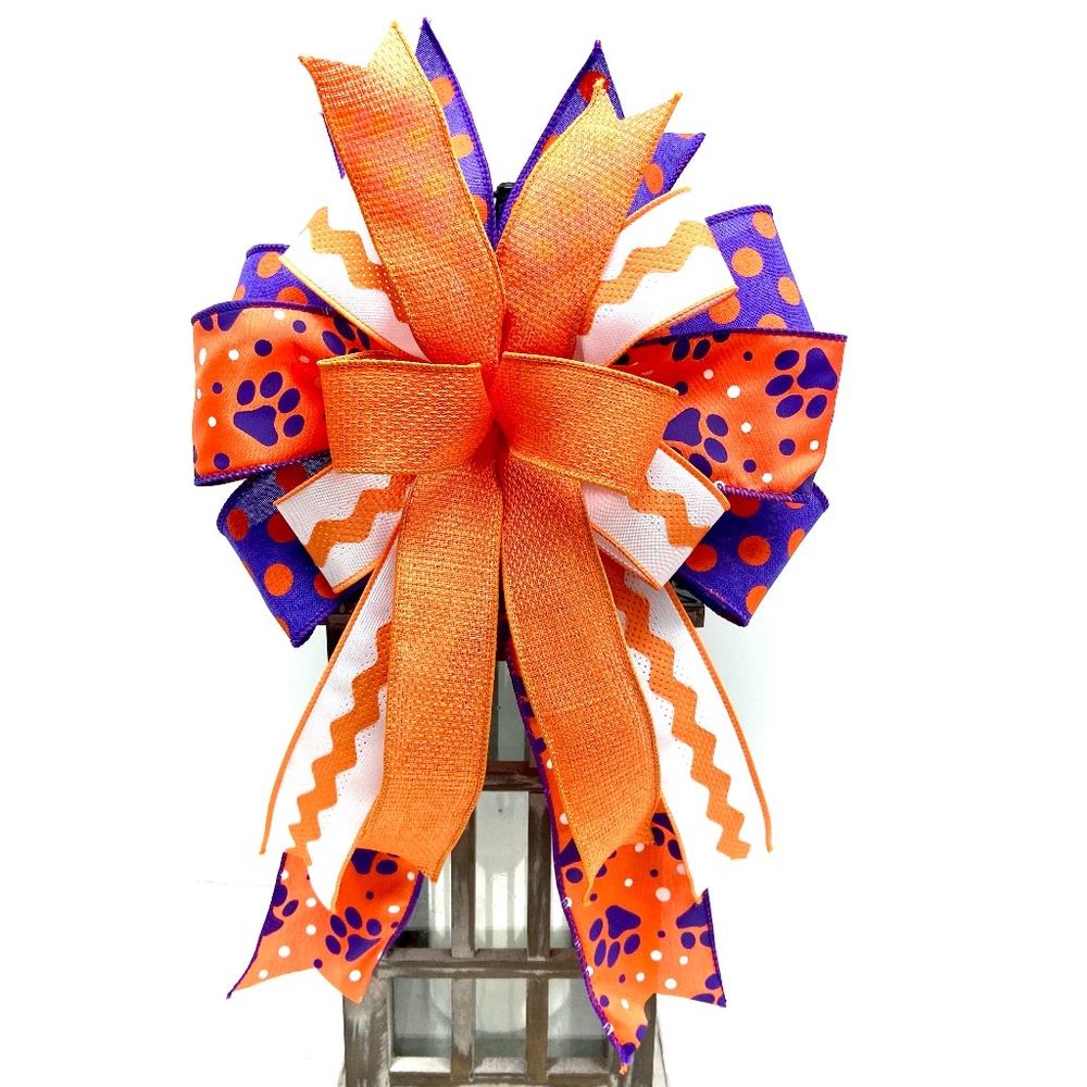 Handcrafted Orange & Purple College Bow